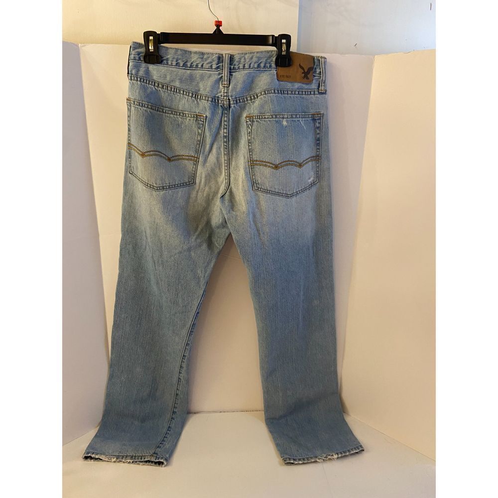 AE American Eagle Men 31x32‎ Straight Distressed Denim Jeans vtg
